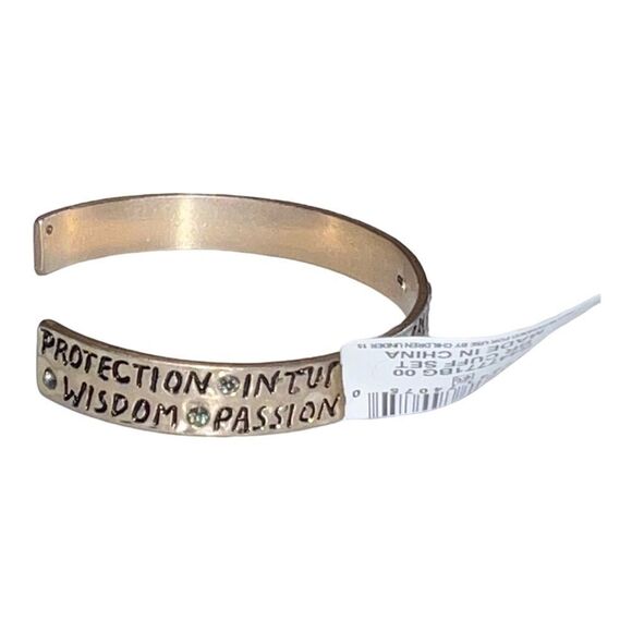 RACHEL Rachel Roy Gold-Tone Pave Affirmation Cuff Bracelet New - Picture 3 of 4